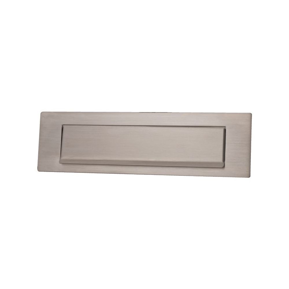 Briefplaat rechthoek met klep 335x95mm - RVS