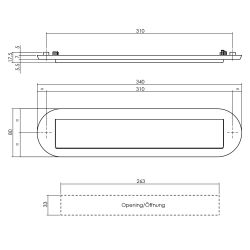 Intersteel Briefplaat ovaal met klep/regenrand - RVS/mat zwart