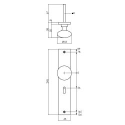 Intersteel knopschild 245x45mm sleutelgast 56mm. - zwart