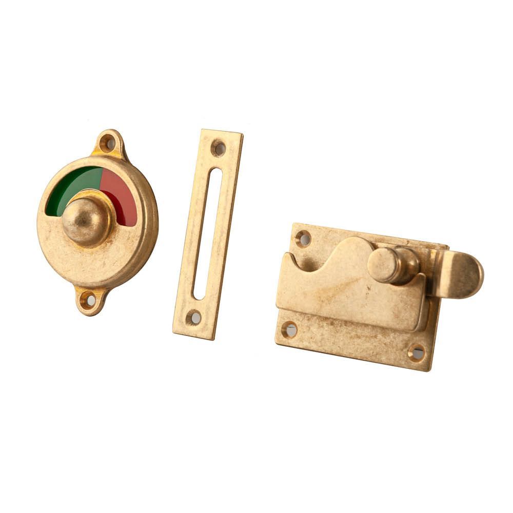 Toiletoverslag met bocht groen/rood - messing getrommeld