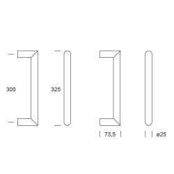 Handgreep Nairobi recht 220x20mm - mat zwart
