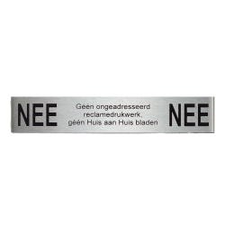 NEE|NEE reclamebordje 12,5x2,5 cm. - RVS