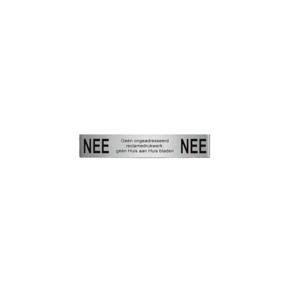 NEE|NEE reclamebordje 12,5x2,5 cm. - RVS