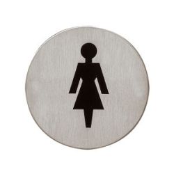 Pictogram zelfklevend rond WC dames RVS