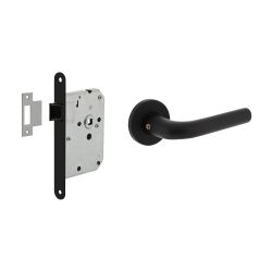 Intersteel deurbeslag set loopslot en deurkruk Eucla op rozet zwart
