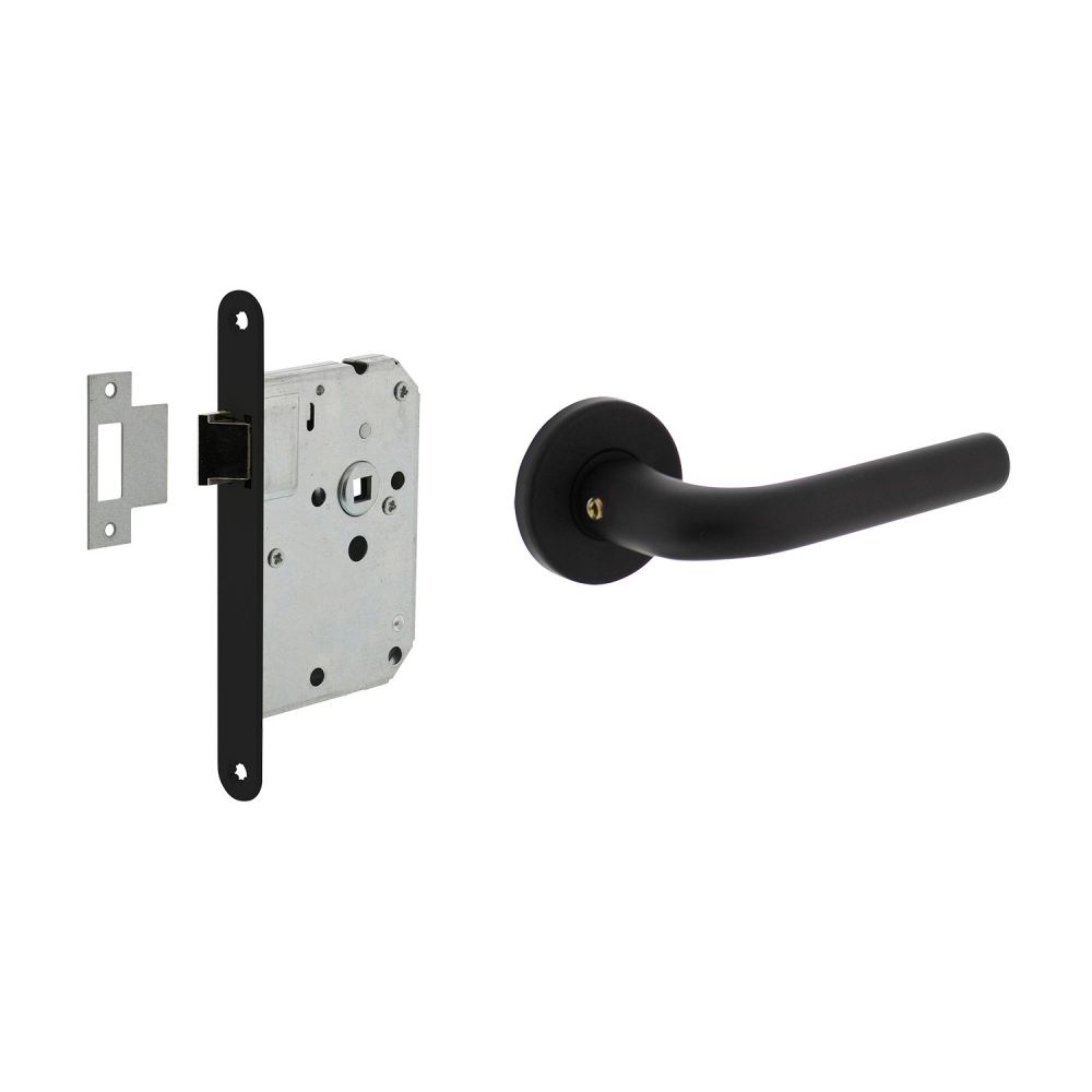 Intersteel deurbeslag set loopslot en deurkruk Eucla op rozet zwart