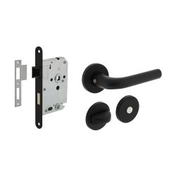 Intersteel deurbeslag set WC-slot en deurkruk Eucla op rozet zwart