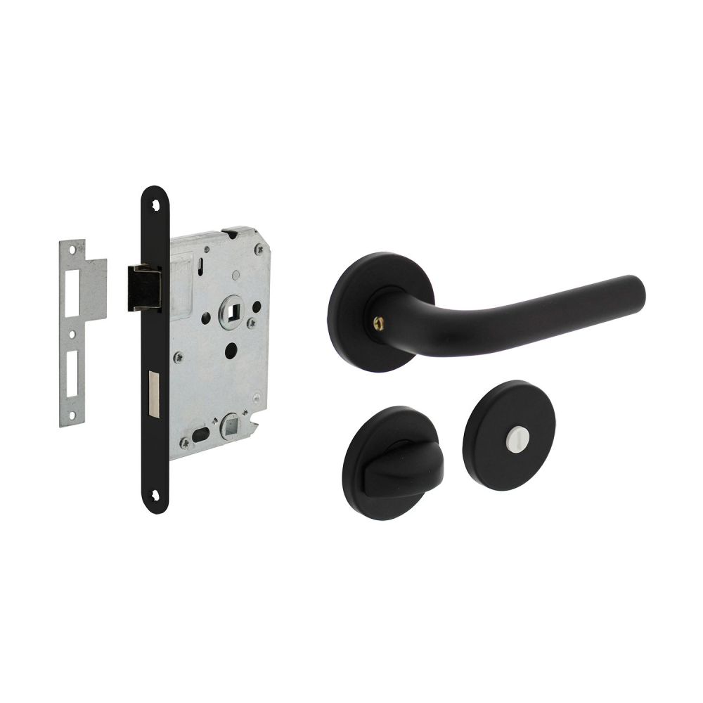 Intersteel deurbeslag set WC-slot en deurkruk Eucla op rozet zwart