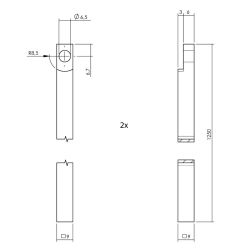 Intersteel set T-kruk-espagnolet incl. stangenset 2x125cm - chroom