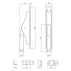 Intersteel set pomp-espagnolet Ton 400 incl. stangenset 2x125 cm - chroom mat/ebbenhout