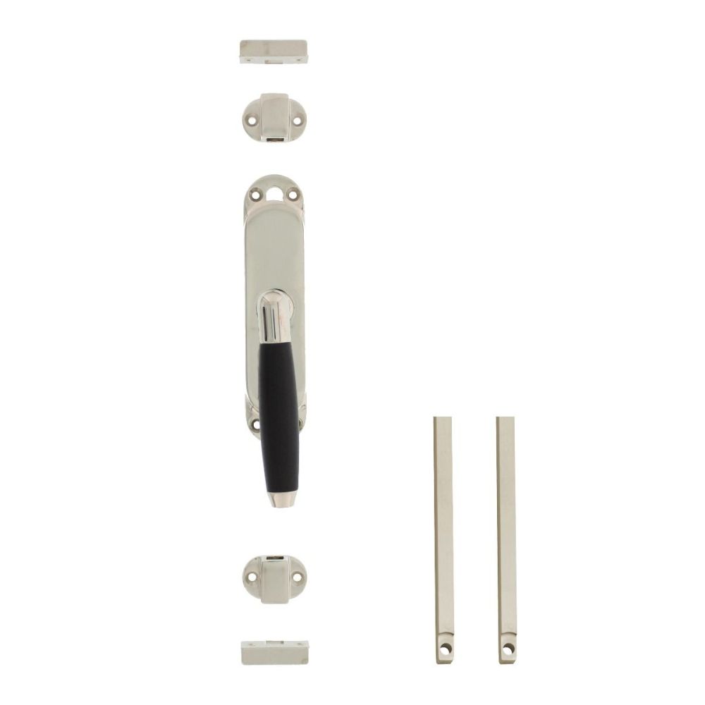 Intersteel set kruk-espagnolet rechts Ton 400 incl. stangenset 2x125 cm - nikkel/ebbenhout