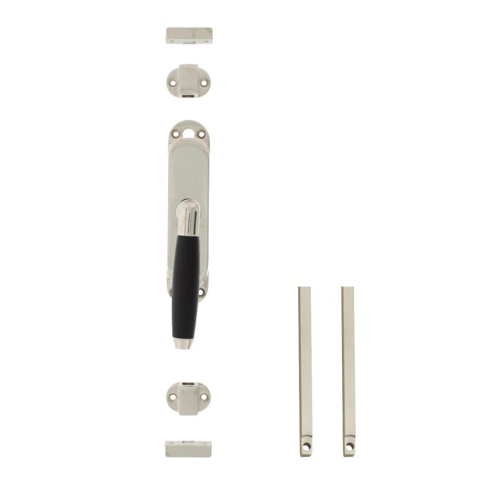 Intersteel set kruk-espagnolet links Ton 400 incl. stangenset 2x125 cm - nikkel/ebbenhout
