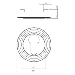 Intersteel cilinderrozetten met ril - PVD messing