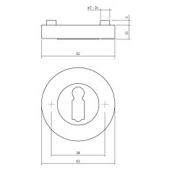 Intersteel sleutelrozetten verdekt 52x10mm met nokken chroom/nikkel mat