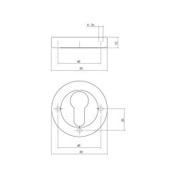 Intersteel cilinderrozetten verdekt 52x10mm met nokken chroom/nikkel mat