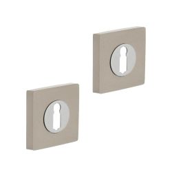 Intersteel sleutelrozetten vierkant verdekt 53x10mm met nokken chroom/nikkel mat