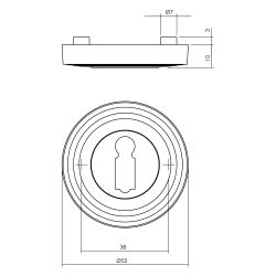 Intersteel sleutelrozetten met ril - oud grijs