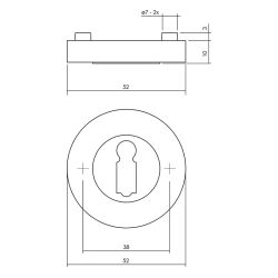 Intersteel sleutelrozetten verdekt 52x10mm met nokken - mat zwart