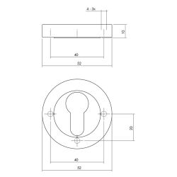 Intersteel cilinderrozetten verdekt 52x10mm met nokken - mat zwart