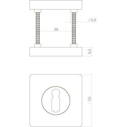 Intersteel sleutelrozetten vierkant 55x55x10mm met nokken - wit