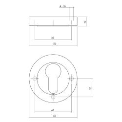 Intersteel cilinderrozetten verdekt 52x10mm met nokken - antraciet