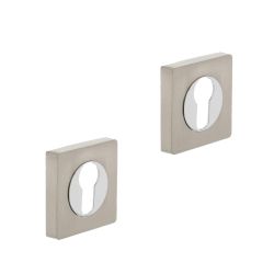 Intersteel cilinderrozetten vierkant verdekt 53x10mm met nokken chroom/nikkel mat