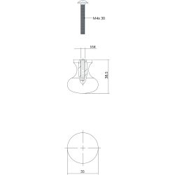 Meubelknop ø 35 mm smeedijzer zwart