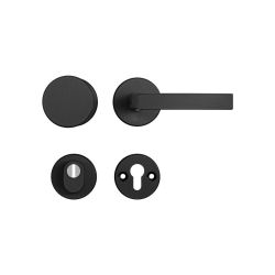 AXA set veiligheidsbeslag voordeur ronde knop/kruk met kerntrekbeveiliging SKG3 - aluminium/zwart