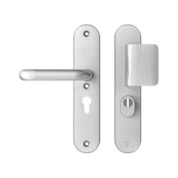 AXA veiligheidsbeslag voordeur Oval Plus D-knop/U-kruk PC55 met kerntrekbeveiliging SKG3 - aluminium