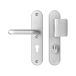 AXA veiligheidsbeslag voordeur Oval Plus D-knop/U kruk PC72 met kerntrekbeveiliging SKG3 - aluminium