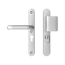 AXA veiligheidsbeslag voordeur Oval Plus smalschild D-knop/U-kruk PC55 met kerntrekbeveiliging SKG3 - aluminium