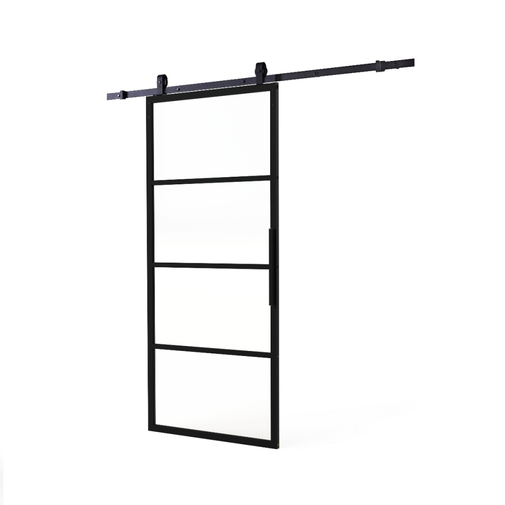 Intersteel DIY schuifdeur Cubo incl. transparant glas 2350mm + zwart ophangsysteem Basic Top