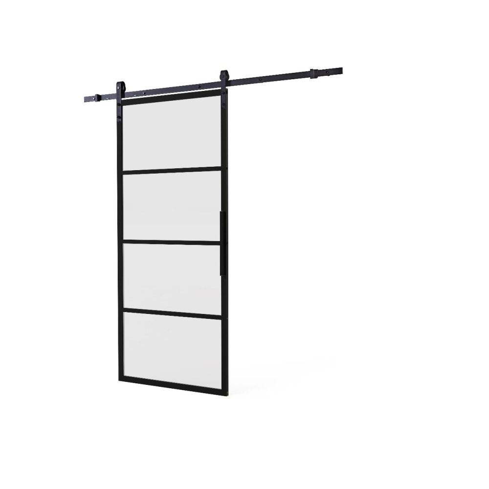 Intersteel DIY schuifdeur Cubo incl. mat glas 2150mm + zwart ophangsysteem Basic