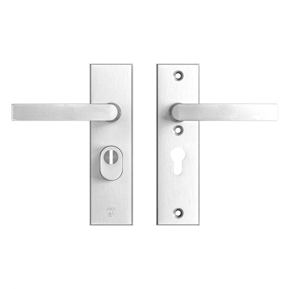 AXA veiligheidsbeslag achterdeur Edge Plus rechth. kortschild Blok kruk/kruk PC55 met kerntrekbeveiliging SKG3 - aluminium