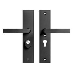 AXA veiligheidsbeslag achterdeur Edge Plus rechthoekig schild Blok kruk/kruk PC55 met kerntrekbeveiliging SKG3 - aluminium/zwart