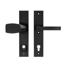 AXA veiligheidsbeslag voordeur Edge Plus rechthoekig Wing knop/Blok-kruk PC92 met kerntrekbeveiliging SKG3 - aluminium/zwart