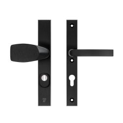 AXA veiligheidsbeslag voordeur Edge Plus rechth. smalschild Wing knop/Blok-kruk PC72 kerntrekbeveiliging SKG3 - aluminium/zwart