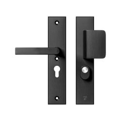 AXA veiligheidsbeslag voordeur Edge Plus rechthoekig schild D-knop/Blok-kruk PC55 met kerntrekbeveiliging SKG3 - aluminium/zwart