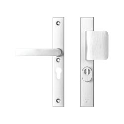 AXA veiligheidsbeslag voordeur Edge Plus rechthoekig smalschild D-knop/Blok-kruk PC55 met kerntrekbeveiliging SKG3 - aluminium