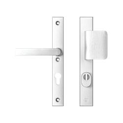 AXA veiligheidsbeslag voordeur Edge Plus rechth. smalschild D-knop/Blok-kruk PC72 met kerntrekbeveiliging SKG3 - aluminium