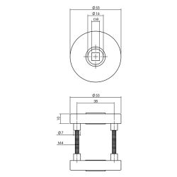 Intersteel Rozet verdekt geveerd met nokken 53x10mm massief RVS