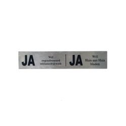 JA|JA reclamebordje 12,5x2,5 cm. - RVS