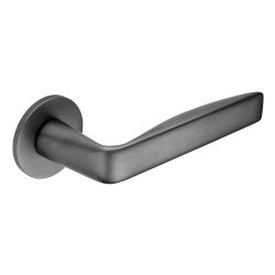 Deurkruk Viva! op rond rozet - PVD gun metal