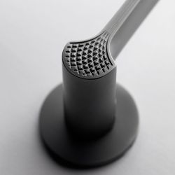 Deurkruk Ginkgo Biloba op rond rozet - PVD gun metal