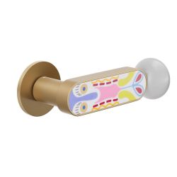 Deurkruk Crisalide op rond rozet - mat goud/decor