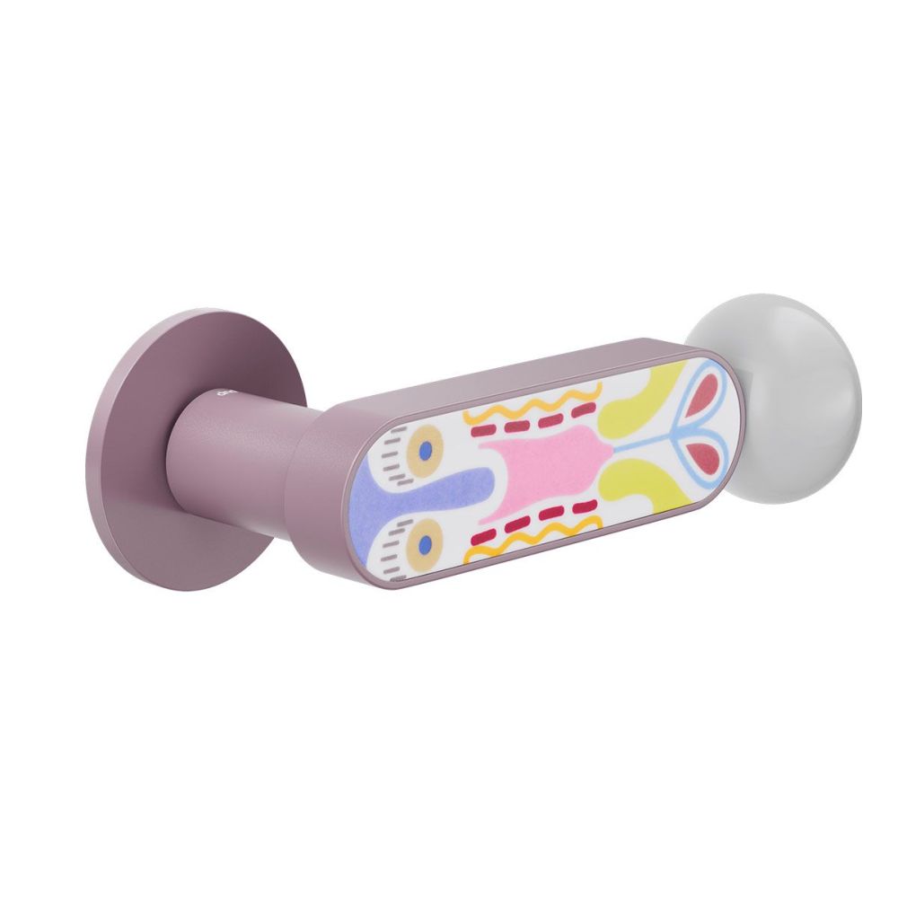 Deurkruk Crisalide op rond rozet - violet/decor