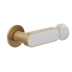 Deurkruk Crisalide op rond rozet - mat goud/porselein