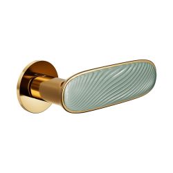 Deurkruk Dune op rond rozet - PVD glans goud/mint