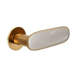 Deurkruk Dune op rond rozet - PVD warm goud/wit