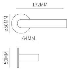 Deurkruk Toledo op rond rozet 4mm dun - RVS